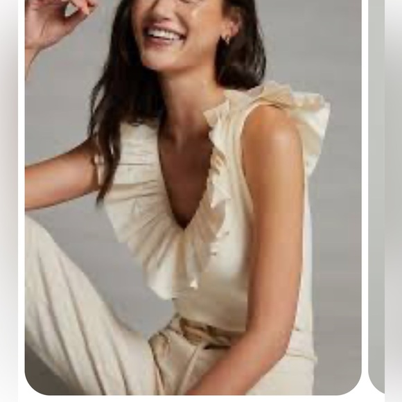 Maeve Tops - NWT Maeve By Anthropologie White Tank Ribbed Ruffle Collar Scoop Neck Sz…